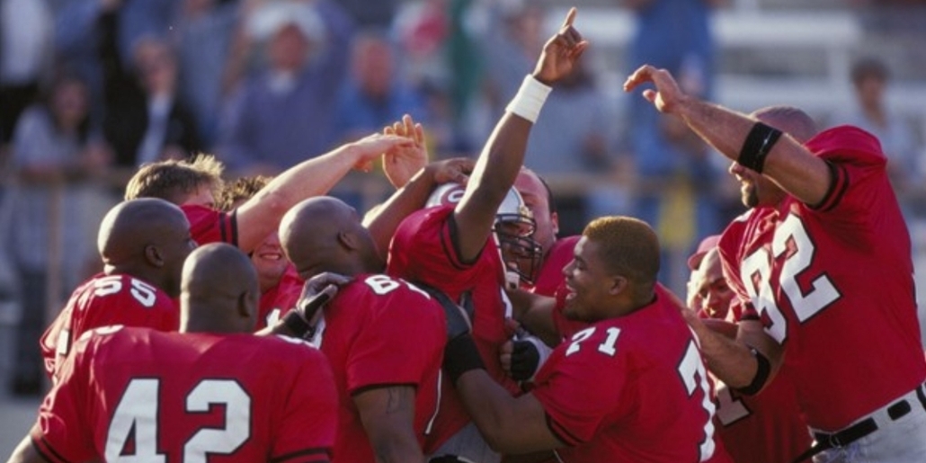 football team celebrating